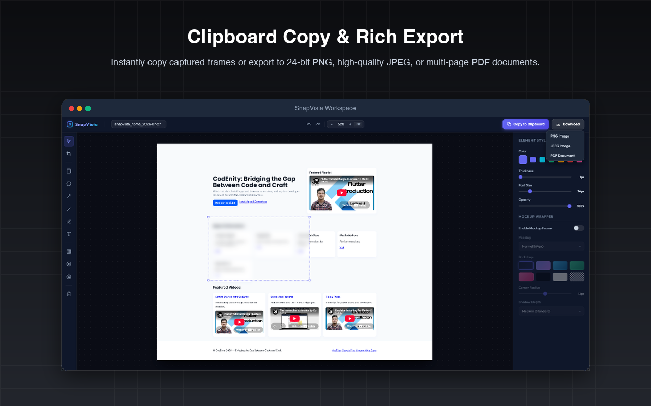 Clipboard Copy & Export Format Select Options